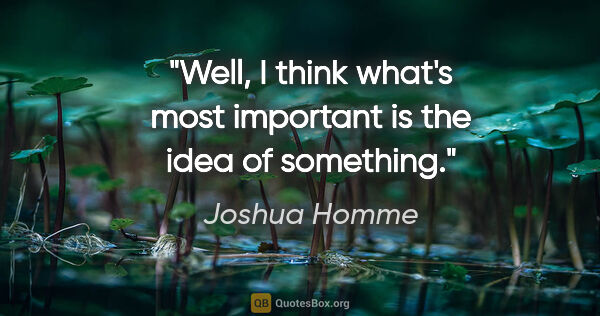 Joshua Homme quote: "Well, I think what's most important is the idea of something."