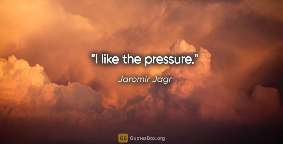 Jaromir Jagr quote: "I like the pressure."