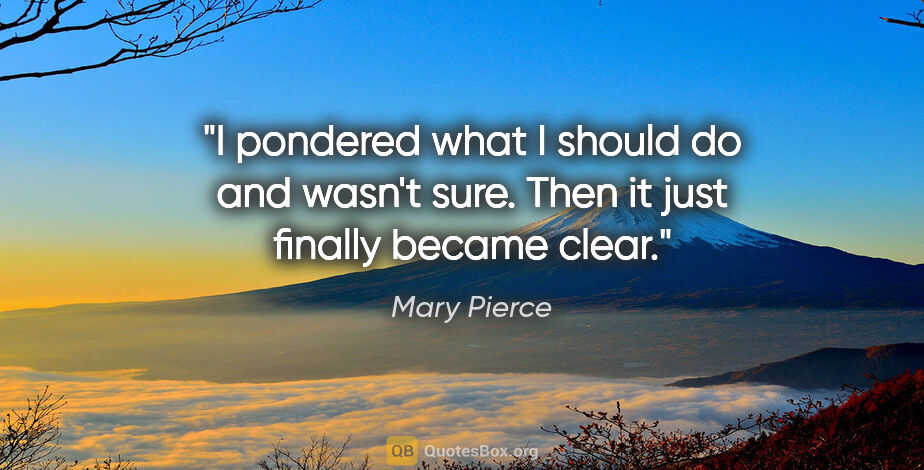 Mary Pierce quote: "I pondered what I should do and wasn't sure. Then it just..."