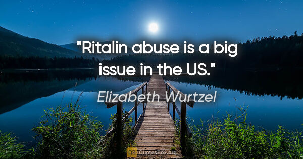 Elizabeth Wurtzel quote: "Ritalin abuse is a big issue in the US."