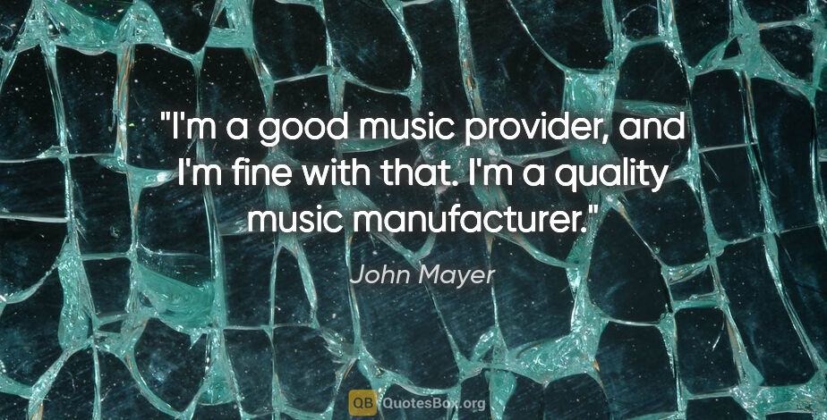 John Mayer quote: "I'm a good music provider, and I'm fine with that. I'm a..."