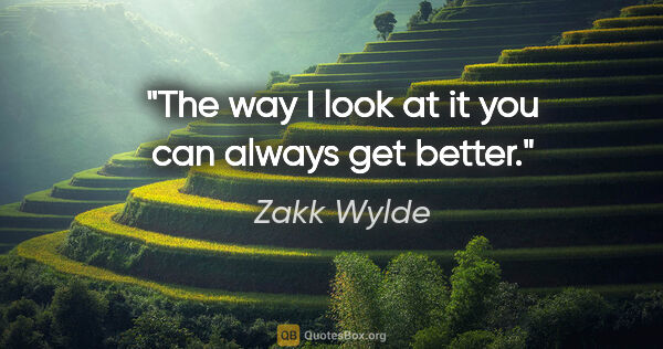 Zakk Wylde quote: "The way I look at it you can always get better."