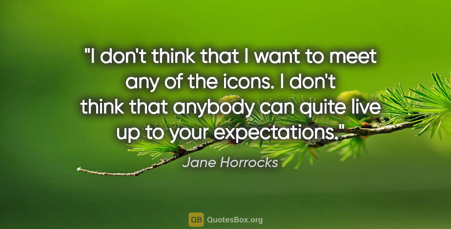 Jane Horrocks quote: "I don't think that I want to meet any of the icons. I don't..."