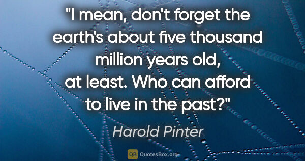 Harold Pinter quote: "I mean, don't forget the earth's about five thousand million..."