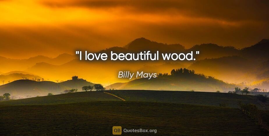 Billy Mays quote: "I love beautiful wood."