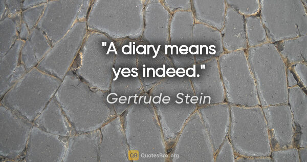 Gertrude Stein quote: "A diary means yes indeed."