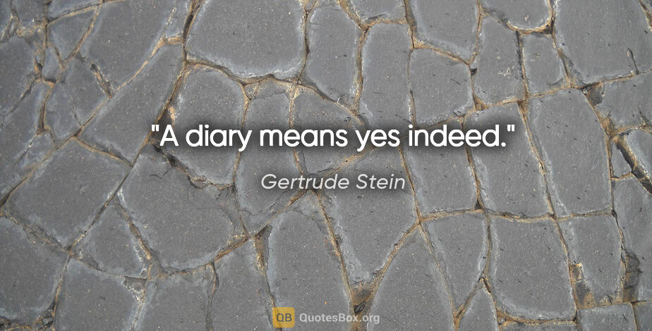 Gertrude Stein quote: "A diary means yes indeed."