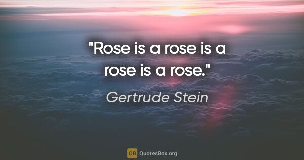 Gertrude Stein quote: "Rose is a rose is a rose is a rose."