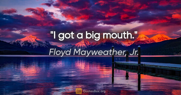 Floyd Mayweather, Jr. quote: "I got a big mouth."