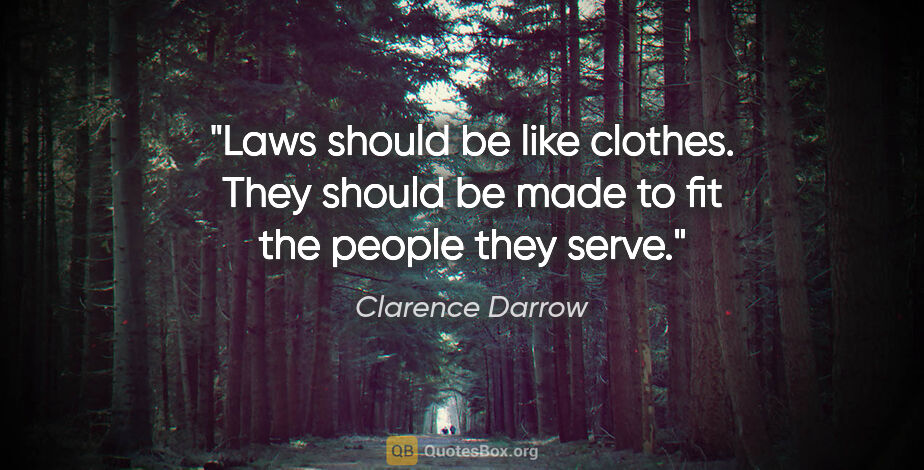 Clarence Darrow quote: "Laws should be like clothes. They should be made to fit the..."