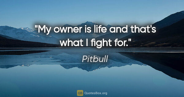 Pitbull quote: "My owner is life and that's what I fight for."
