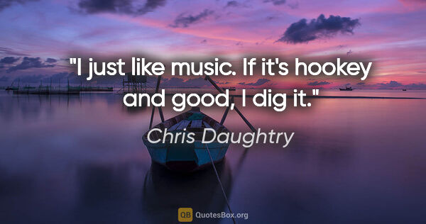 Chris Daughtry quote: "I just like music. If it's hookey and good, I dig it."