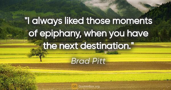 Brad Pitt quote: "I always liked those moments of epiphany, when you have the..."