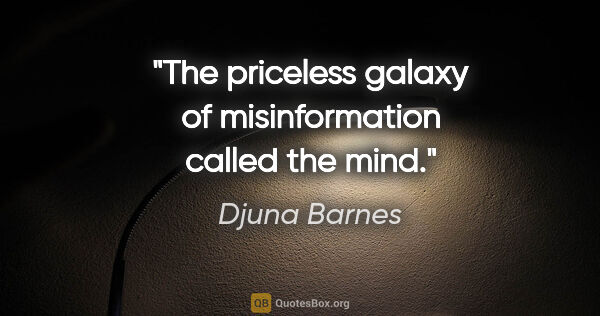 Djuna Barnes quote: "The priceless galaxy of misinformation called the mind."