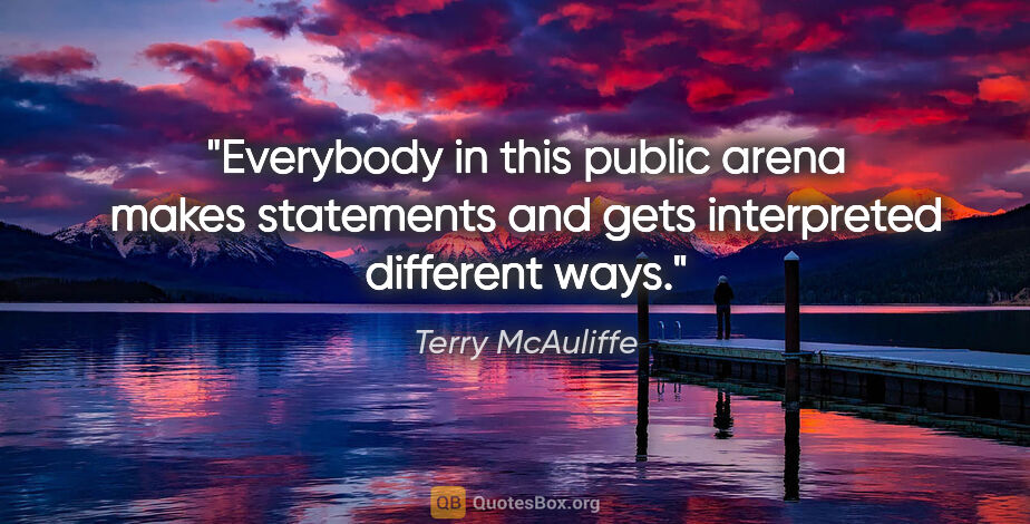 Terry McAuliffe quote: "Everybody in this public arena makes statements and gets..."