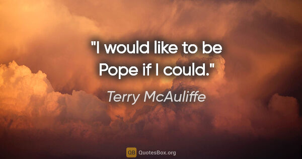 Terry McAuliffe quote: "I would like to be Pope if I could."