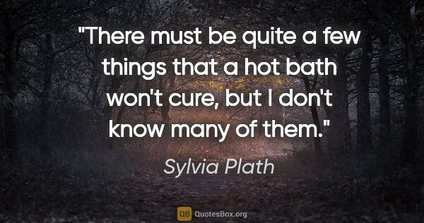 Sylvia Plath quote: "There must be quite a few things that a hot bath won't cure,..."