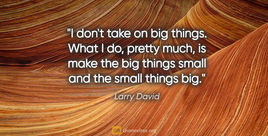 Larry David quote: "I don't take on big things. What I do, pretty much, is make..."