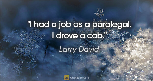Larry David quote: "I had a job as a paralegal. I drove a cab."