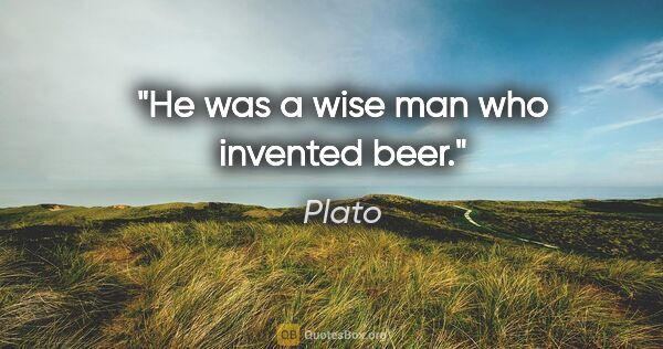 Plato quote: "He was a wise man who invented beer."