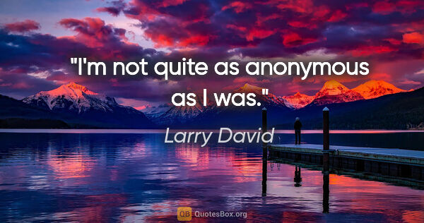 Larry David quote: "I'm not quite as anonymous as I was."