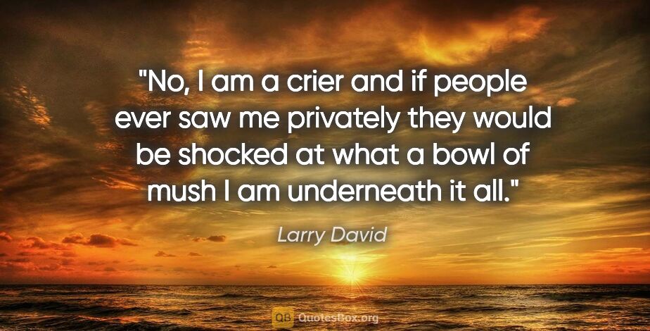 Larry David quote: "No, I am a crier and if people ever saw me privately they..."