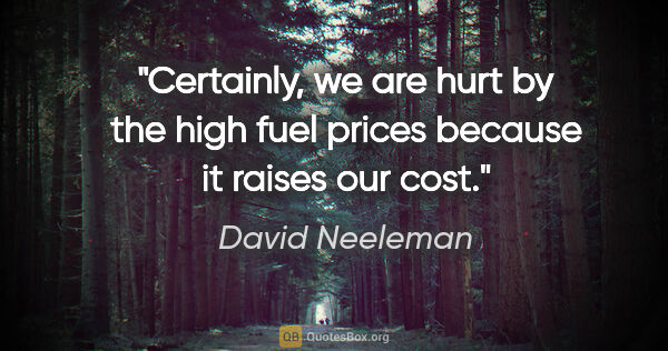 David Neeleman quote: "Certainly, we are hurt by the high fuel prices because it..."