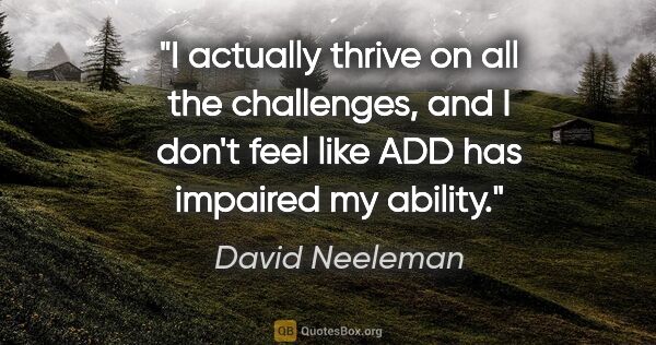 David Neeleman quote: "I actually thrive on all the challenges, and I don't feel like..."