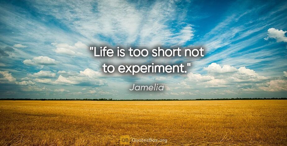 Jamelia quote: "Life is too short not to experiment."
