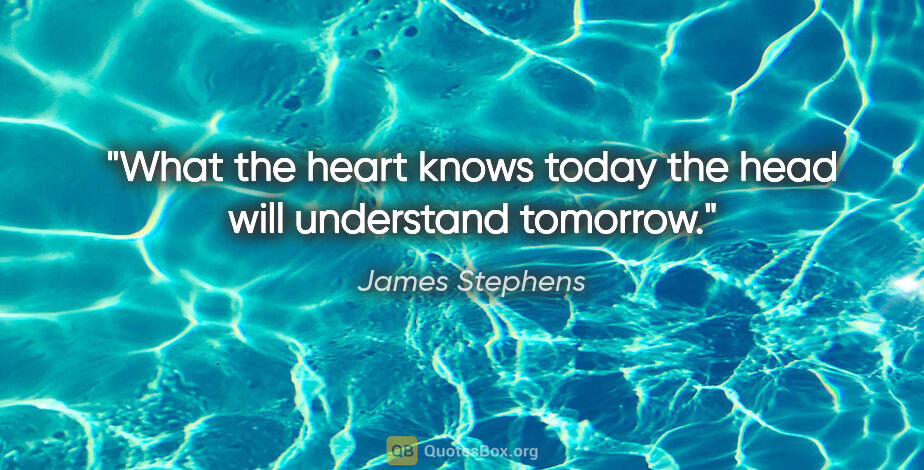 James Stephens quote: "What the heart knows today the head will understand tomorrow."
