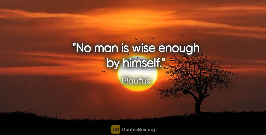 Plautus quote: "No man is wise enough by himself."