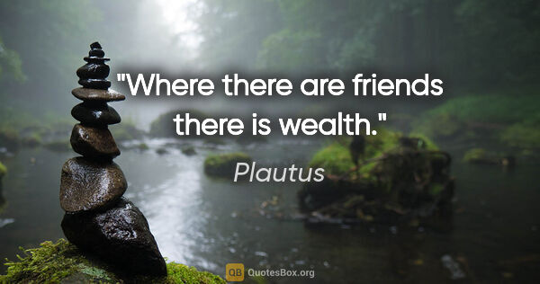Plautus quote: "Where there are friends there is wealth."