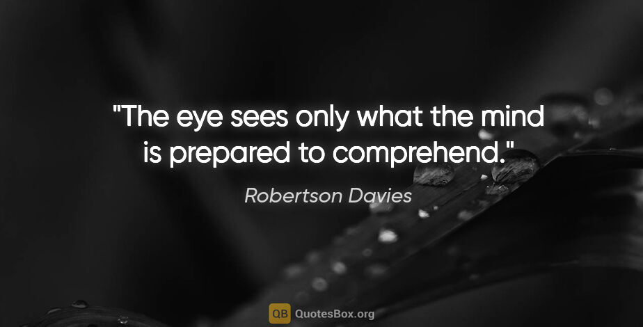 Robertson Davies quote: "The eye sees only what the mind is prepared to comprehend."