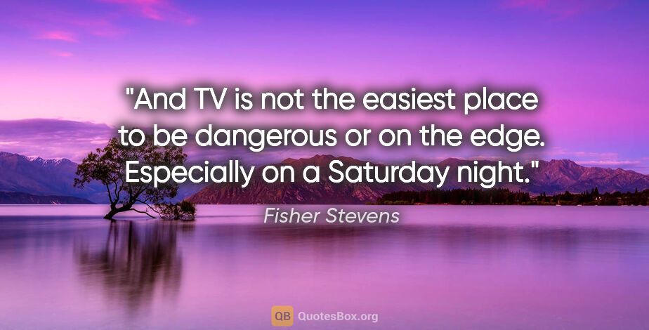 Fisher Stevens quote: "And TV is not the easiest place to be dangerous or on the..."