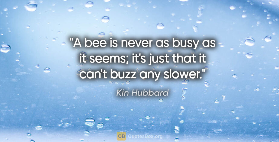 Kin Hubbard quote: "A bee is never as busy as it seems; it's just that it can't..."