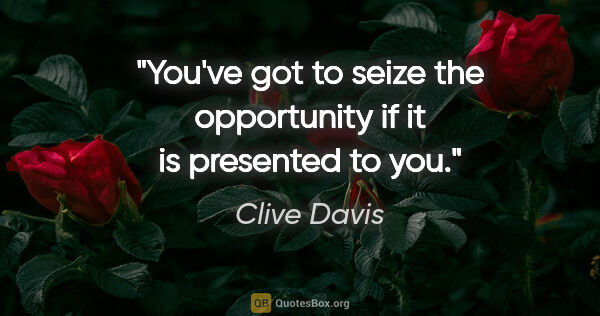 Clive Davis quote: "You've got to seize the opportunity if it is presented to you."