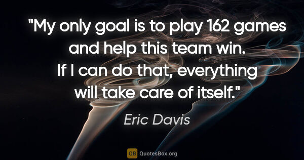 Eric Davis quote: "My only goal is to play 162 games and help this team win. If I..."