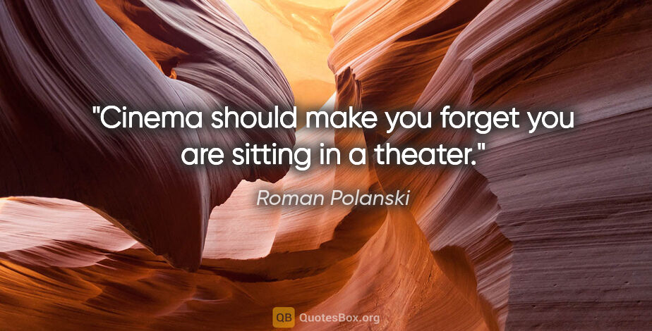 Roman Polanski quote: "Cinema should make you forget you are sitting in a theater."