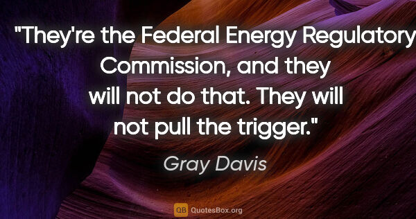 Gray Davis quote: "They're the Federal Energy Regulatory Commission, and they..."