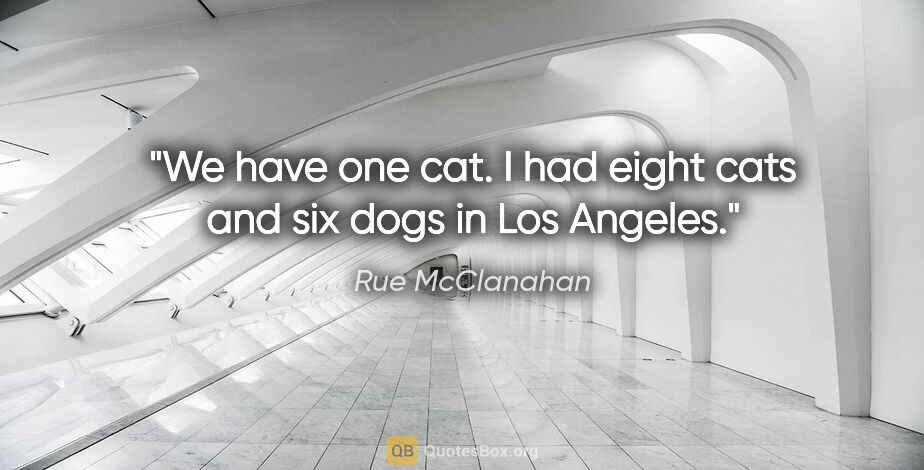 Rue McClanahan quote: "We have one cat. I had eight cats and six dogs in Los Angeles."