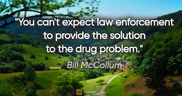 Bill McCollum quote: "You can't expect law enforcement to provide the solution to..."