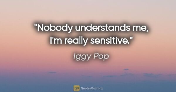 Iggy Pop quote: "Nobody understands me, I'm really sensitive."