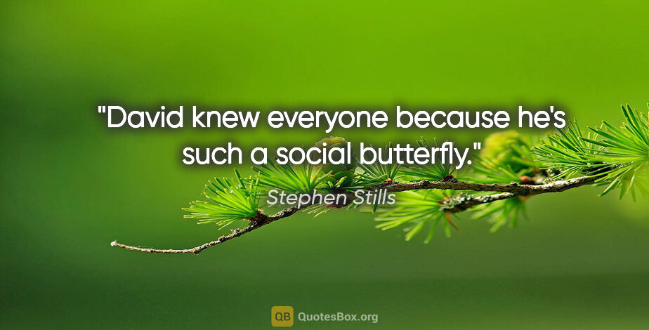 Stephen Stills quote: "David knew everyone because he's such a social butterfly."