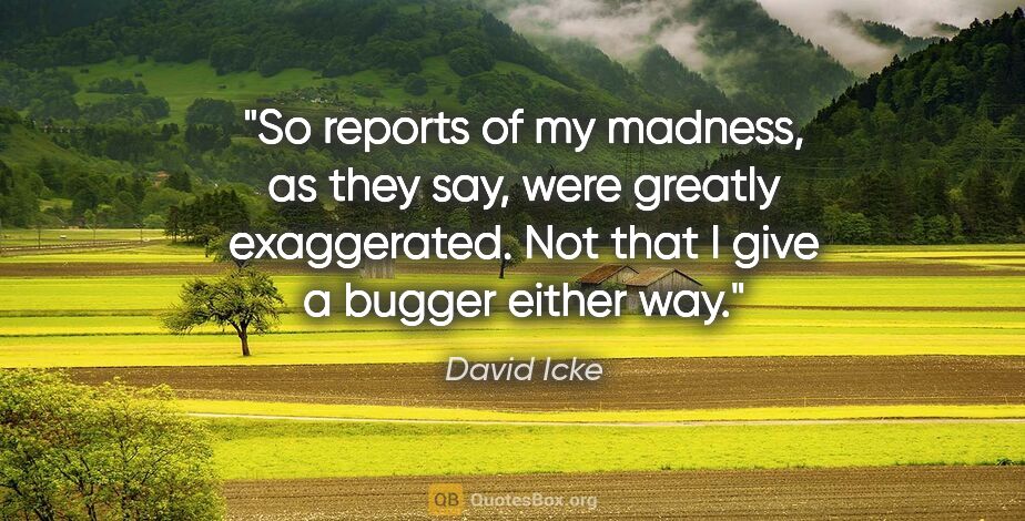 David Icke quote: "So reports of my madness, as they say, were greatly..."