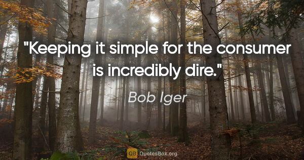 Bob Iger quote: "Keeping it simple for the consumer is incredibly dire."