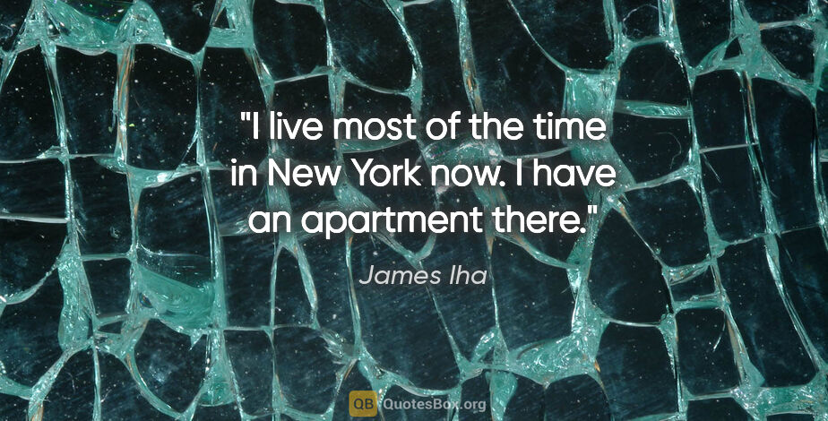 James Iha quote: "I live most of the time in New York now. I have an apartment..."