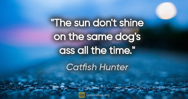 Catfish Hunter quote: "The sun don't shine on the same dog's ass all the time."