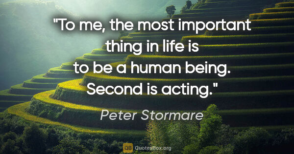 Peter Stormare quote: "To me, the most important thing in life is to be a human..."
