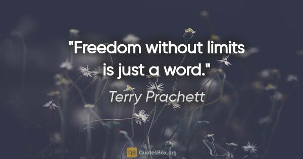 Terry Prachett quote: "Freedom without limits is just a word."