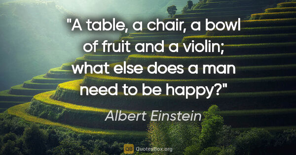 Albert Einstein quote: "A table, a chair, a bowl of fruit and a violin; what else does..."